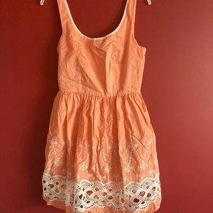 Womens B Darlin Sherbet Orange Open Embroidered Tank Dress